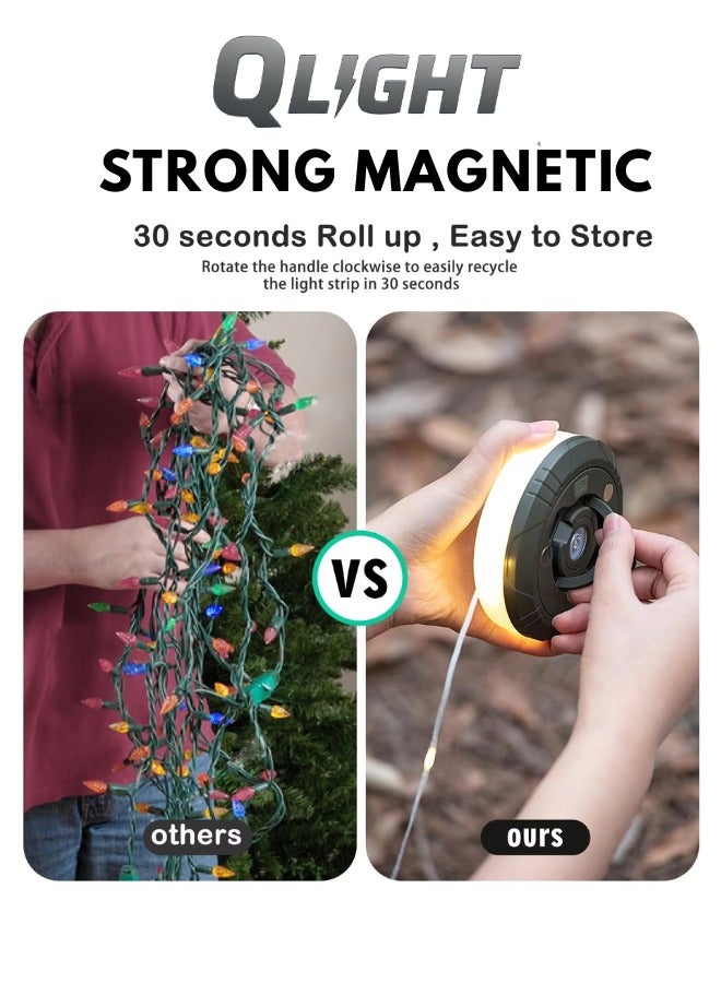 QLIGHT Camping String Lights, 4 in 1 Outdoor Camping Lantern with 8 Lighting Modes(32.8Ft), Quick 30s Recovery, Waterproof, Type-C Fast Charging, Portable Camping Lights for Camping/Yard/Hiking - Image 5